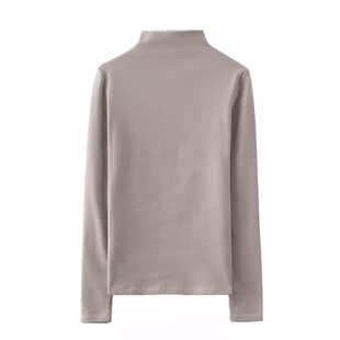 元熙秋冬磨毛薄绒半高领打底衫女 修身显瘦内搭上衣加绒保暖t