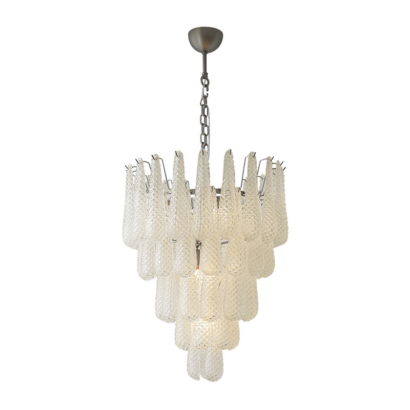 凯乔 法式复古玻璃吊灯 瀑布餐厅主灯挑空客厅别墅卧室轻奢