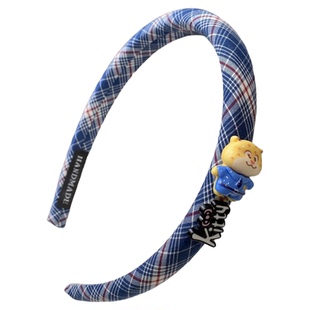 布艺格子发箍女儿童疯狂动物城朱迪发卡子发夹秋冬海绵高颅顶头箍