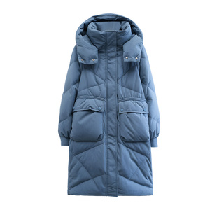 雅鹿正品冬季新款中长连帽羽绒服女款25年纯色时尚百搭超保暖鸭绒