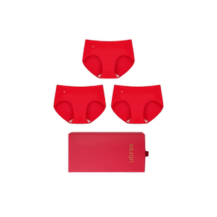 ubras红色内裤女纯棉抗菌底裆莫代尔中腰红内裤男结婚情侣礼盒装