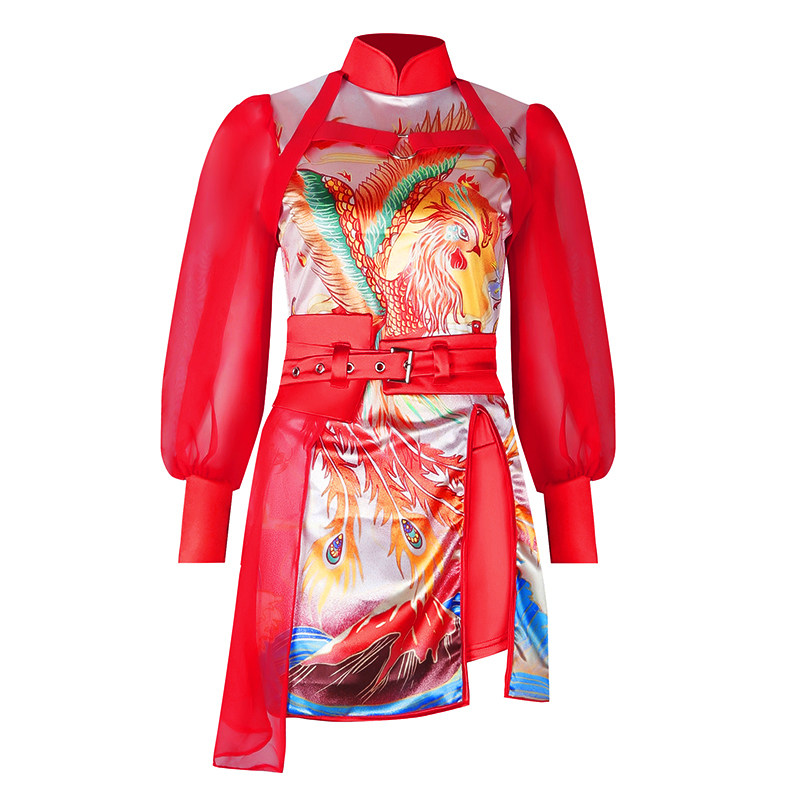 国潮中国风爵士舞演出服女团打歌服套装年会团体舞蹈表演服打鼓舞