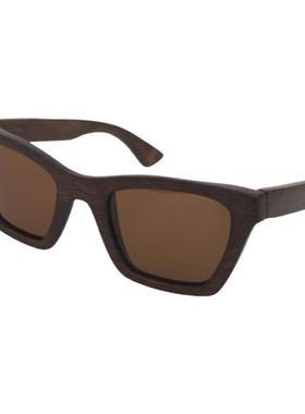 墨镜棕色竹子边框偏光太阳镜