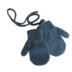 100%纯山羊绒儿童挂绳手套宝宝冬季保暖加厚包指男女小孩防寒