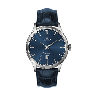 蓝色休闲手表男石英依波表