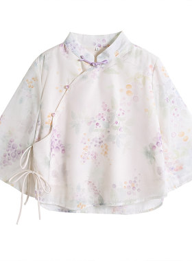 改良旗袍盘扣上衣汉茶艺服两件套