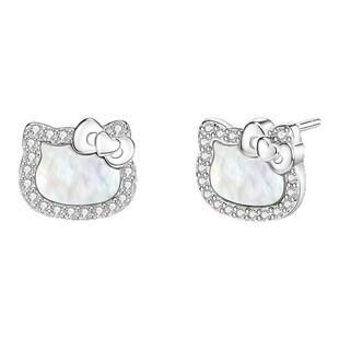 潮色绘x三丽鸥HelloKitty耳钉女生925纯银小众耳饰生日礼物送女友