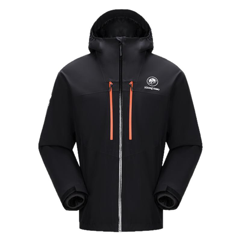 熊猫黑色三合一冲锋衣男款秋冬户外防水防风登山服加绒厚外套