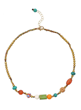 彩色琉璃串珠项链2024新款爆款