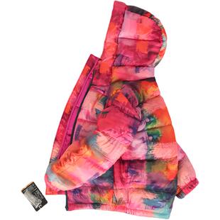 女童羽绒服加厚秋冬装儿童晕染新国标90白鸭绒短款连帽面包服冬季