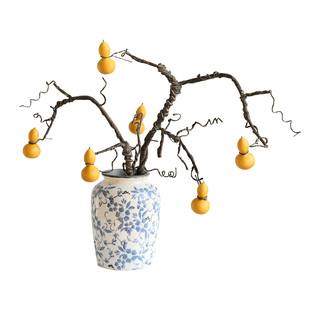 福禄葫芦果枝插花仿真花花艺高级感逼真客厅玄关摆件复古中式假花