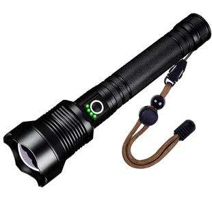 铝合金LED强光手电筒超亮远射车载户外防身照明26650锂电池加长版