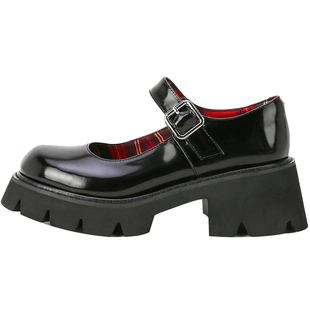 玛丽珍鞋女复古厚底松糕鞋大头鞋一字扣粗跟英伦小皮鞋浅口单鞋子