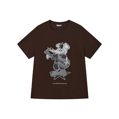 物理少年摇滚老鼠龟裂短袖T恤