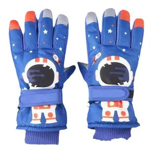 儿童手套冬季户外骑行加绒加厚防风防水9-15岁男童女可爱卡通手套