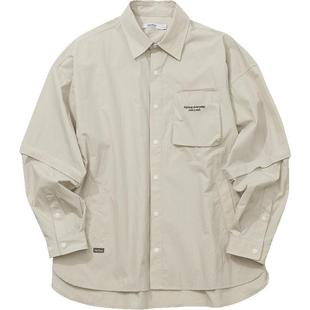 【官方正品】nautica白帆日系中性可拆卸袖长袖衬衫WW5136