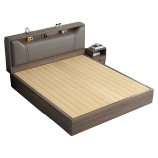 床1米8双人床实木床一米五现代简约1米5五家用主卧出租房用单床架