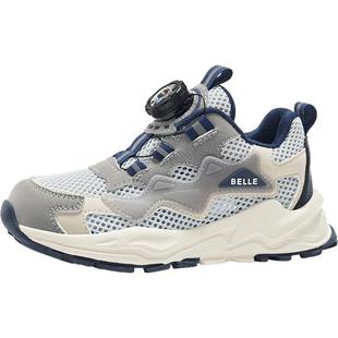 百丽童鞋儿童运动鞋轻便旋转纽扣跑步鞋网面休闲夏季新款男童网鞋