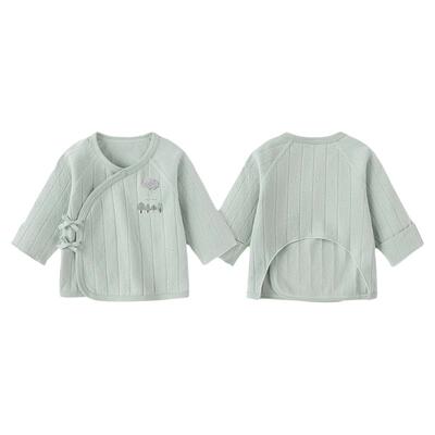 babylove新生儿半背衣春夏季纯棉提花上衣初生宝宝柔软透气和尚服