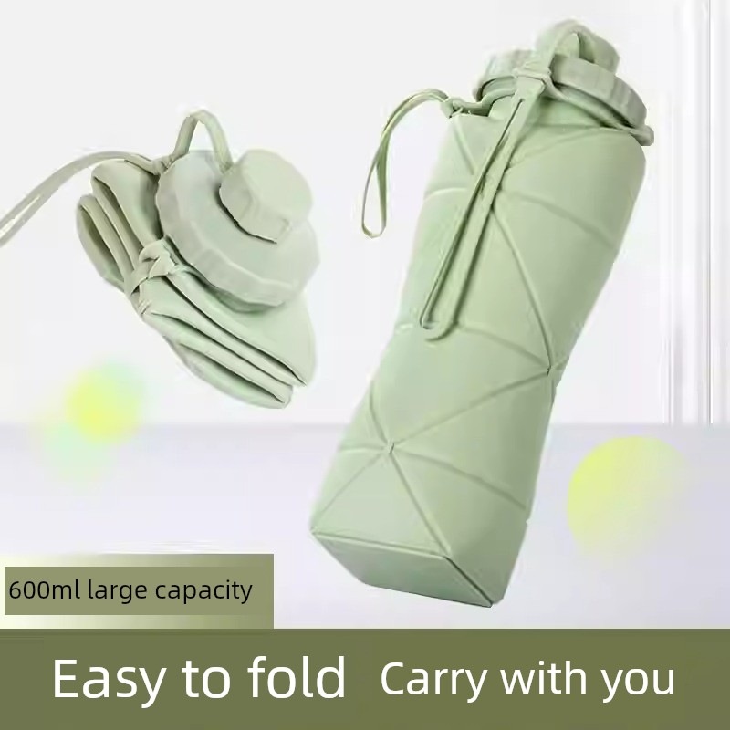 硅胶折叠水杯600ml大容量户外旅行运动便携硅耐高温食品级折叠杯
