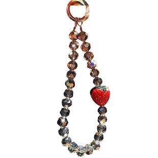 高品质红色大草莓手机链挂绳挂链手提通用手工女款短款防丢手机壳u盘挂链条挂件挂饰手腕绳夹片女2026年新款