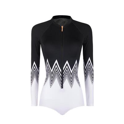 凯迪龙黑白撞色前身三角游泳衣