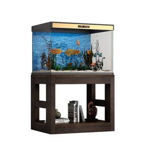 鱼缸架小型60生态缸鱼缸专用定制中古风多功能收纳落地承重搁板架