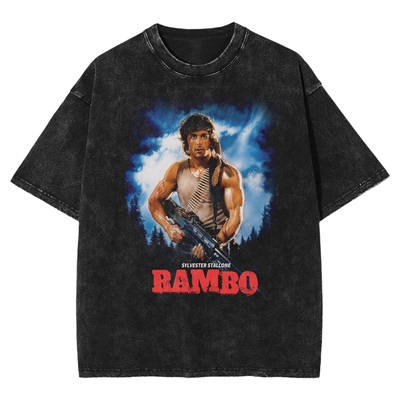 Fortee 第一滴血兰博R ambo 史泰龙 复古电影水洗重磅T恤宽松短袖