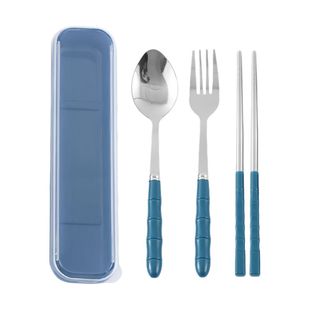 餐具筷子勺子套装学生便携上班族筷子盒可爱不锈钢叉子三件套单人