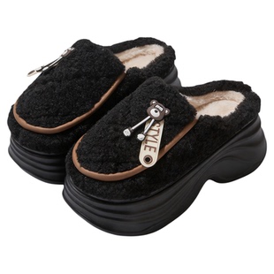 8.0cm增高棉拖鞋女士冬季2025新款洋气时尚防滑保暖厚底拖鞋外穿