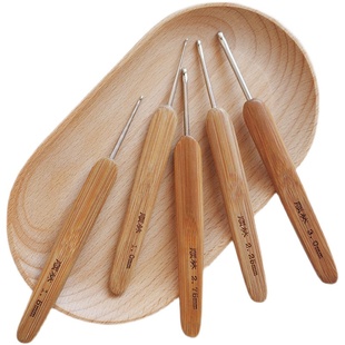 毛线竹柄钩针DIY手工编织工具毛衣针圆头碳化竹柄钩针玩偶钩织针