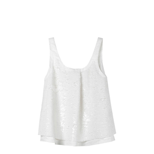 小白龙 HAUTE FANCIES后构想｜轻松渡假风白色哑光亮片小衫上衣