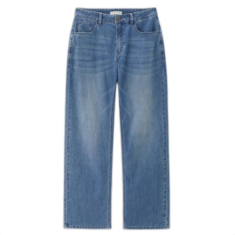 佐丹奴冰氧凉感牛仔裤男洗水猫须直筒裤男式中腰牛仔长裤18115602