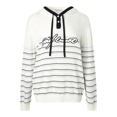 JAC FLEURANT2025秋季新品条纹刺绣LOGO针织连帽宽松薄款毛衣