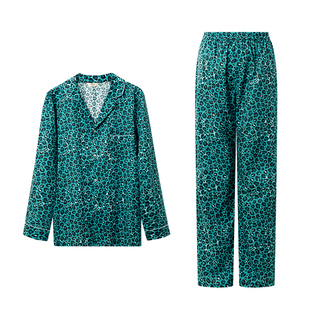 NoirTease春秋纯棉印花睡衣长袖全棉复古风休闲家居服两件套装男