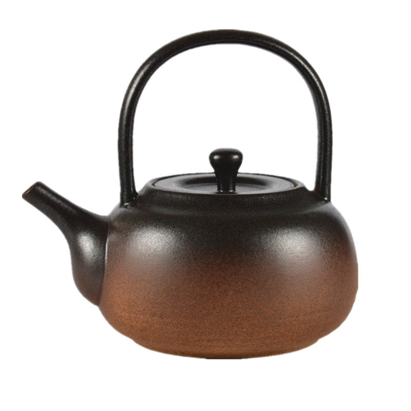 黑色大容量陶瓷烧水壶煮茶器耐热明火电陶炉煮茶烧茶壶提梁侧把壶