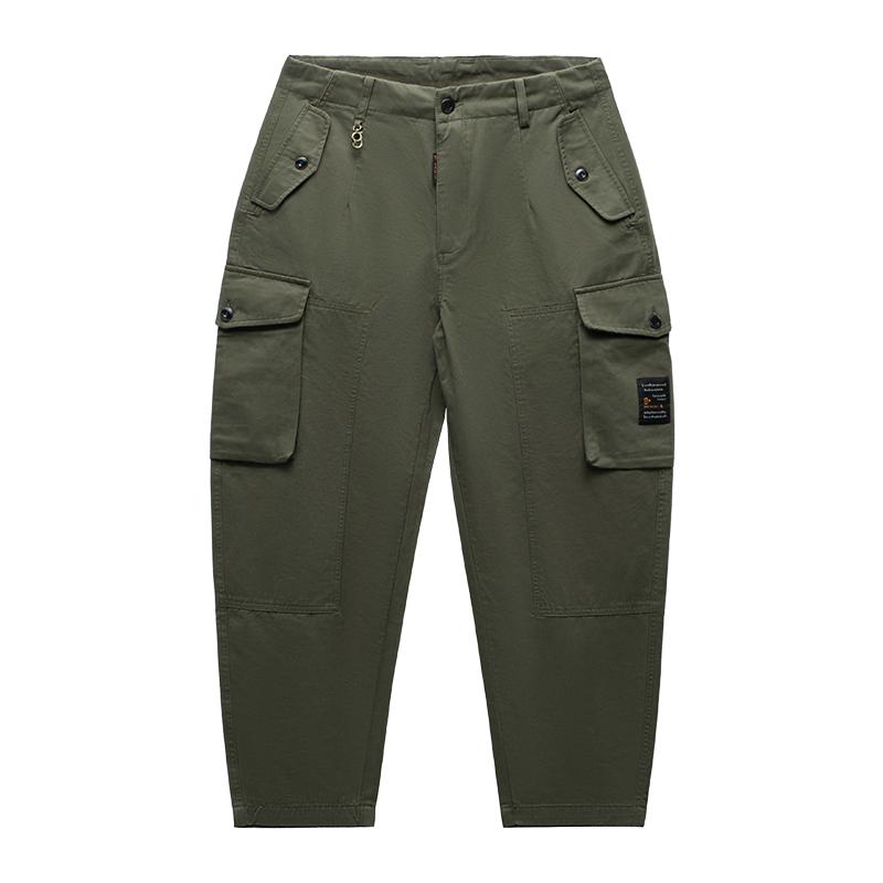 金利来 g+阿美咔叽风大贴袋工装长裤直筒阔腿裤子男