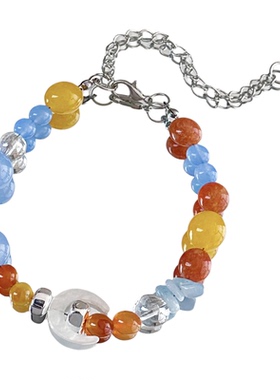 【虹影流光】MIES原创彩色玻璃珠手链女链条串珠手串时尚个性饰品