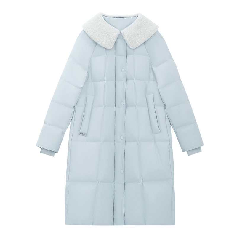 雪中飞红色羽绒服女中长款冬季