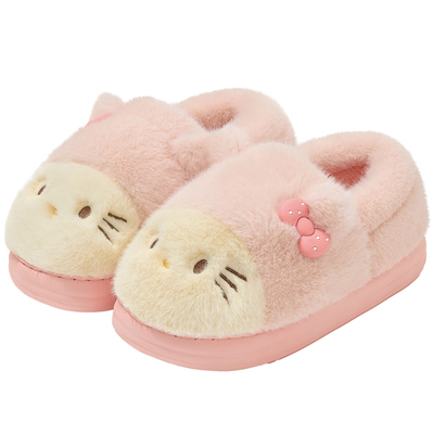 棉拖鞋女款冬季包跟加绒毛毛鞋