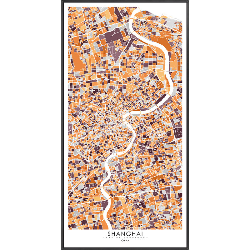 鳟鱼地图竖版过道进门入户装饰画