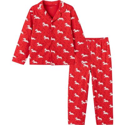 巴拉巴拉儿童睡衣套装红色家居服