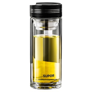 苏泊尔高硼硅玻璃杯大容量家用茶杯耐高温双层泡茶杯子2025新款男