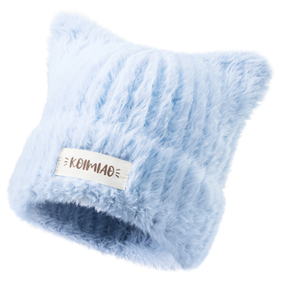 畹町猫耳朵针织帽子女冬季保暖护耳帽可爱包头小脸感呼吸帽毛线帽