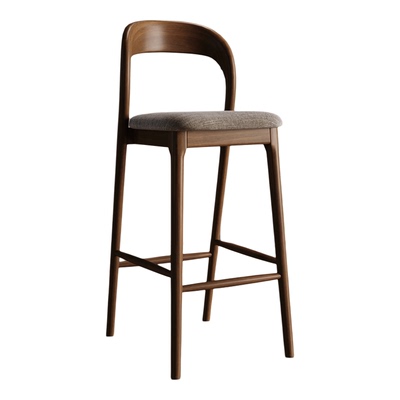 北欧白蜡木实木靠背吧台椅