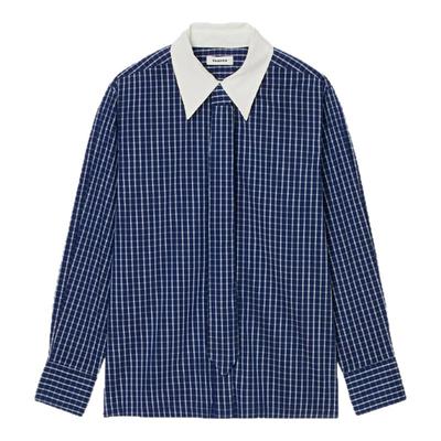 SANDRO蓝白格纹领带衬衫