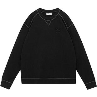 【惊喜首降】GANNI女装 蝴蝶logo黑色套头卫衣插肩长袖 T3566099