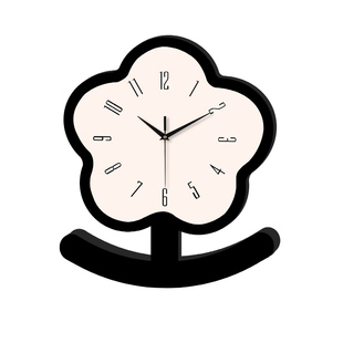 花朵客厅不倒翁装饰摇摆桌面钟可爱静音时钟摆放式座钟小摆台钟表