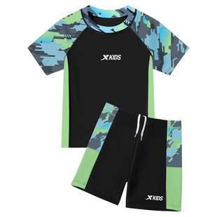 特步儿童泳衣男童中大童分体青少年2026新款游泳衣泡温泉泳裤套装