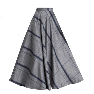 冬季粉色过膝保暖长裙半身裙毛呢